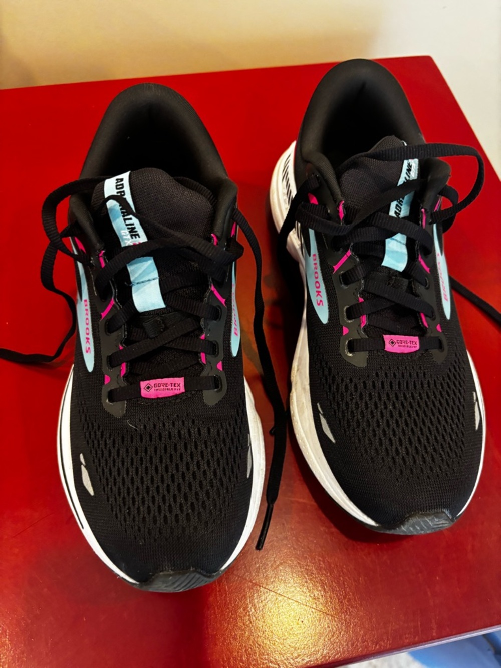 Brooks Women’s Black Running Shoes with Pink & Light Blue Accents